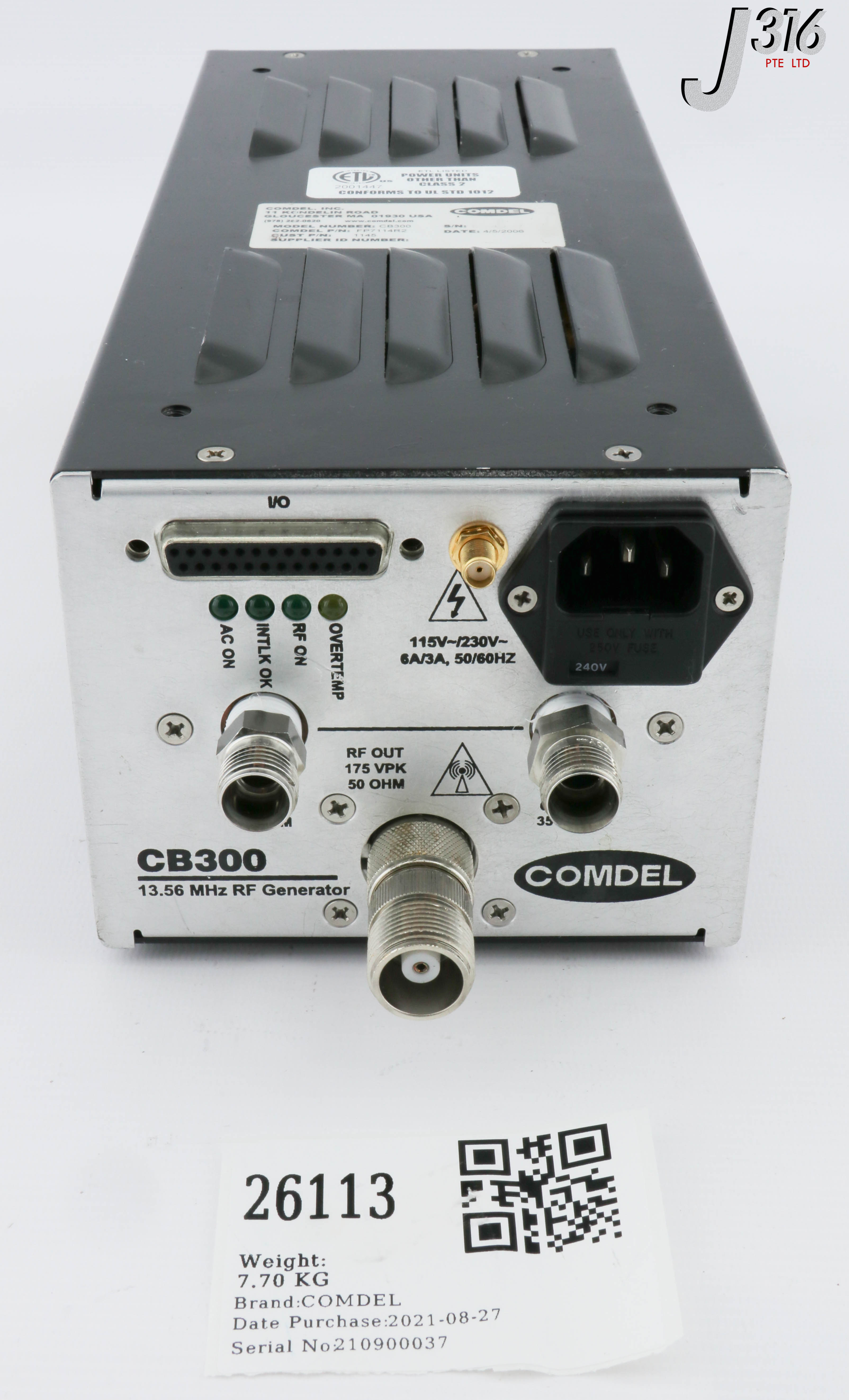 26113 COMDEL 13.56MHZ RF GENERATOR, FP7114R2 CB300 | eBay 26113 COMDEL 13.56MHZ RF GENERATOR, FP7114R2 CB300 | eBay